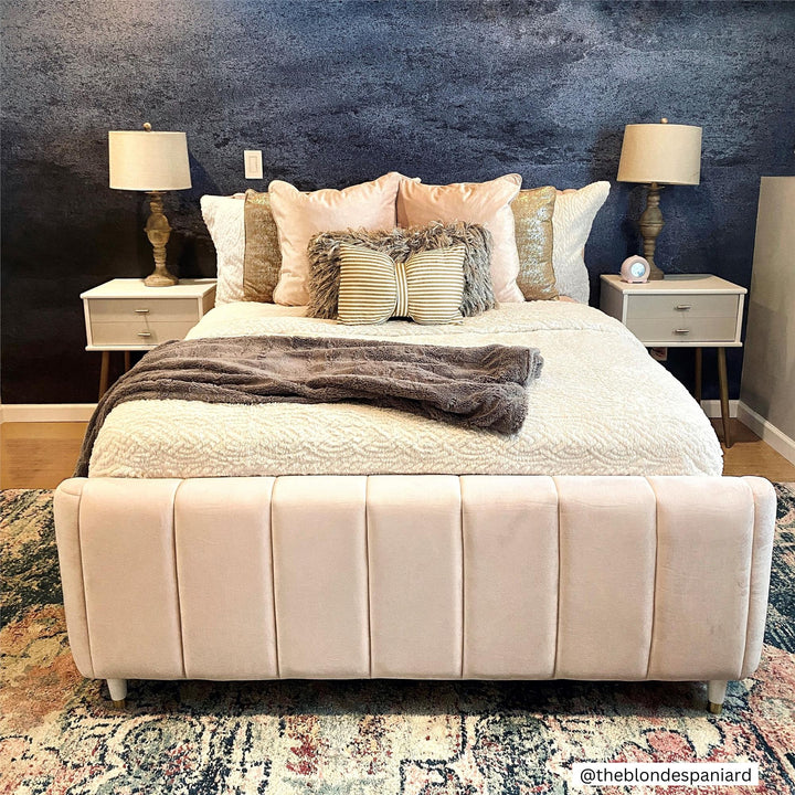 Valentina Upholstered Bed with Channel Tufting - Pink - Full