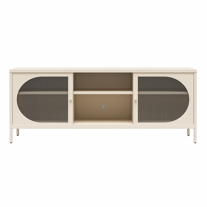 Luna Metal TV Stand with Fluted Glass for 65" TVs - Parchment
