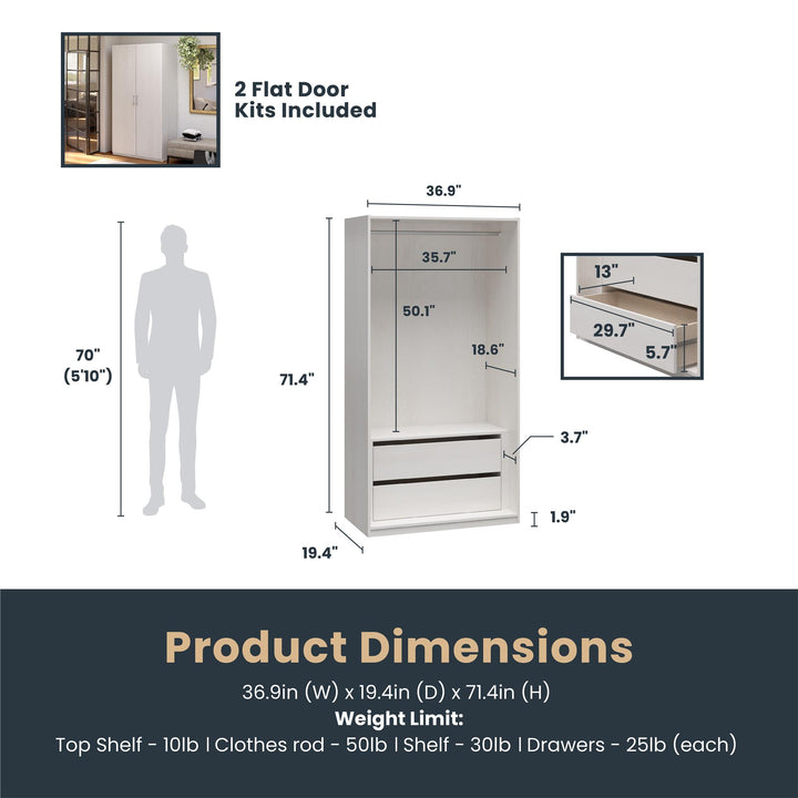 Perry Park Modular Bundle with Extra Wide Wardrobe and 2 Flat Door Kits - Ivory Oak