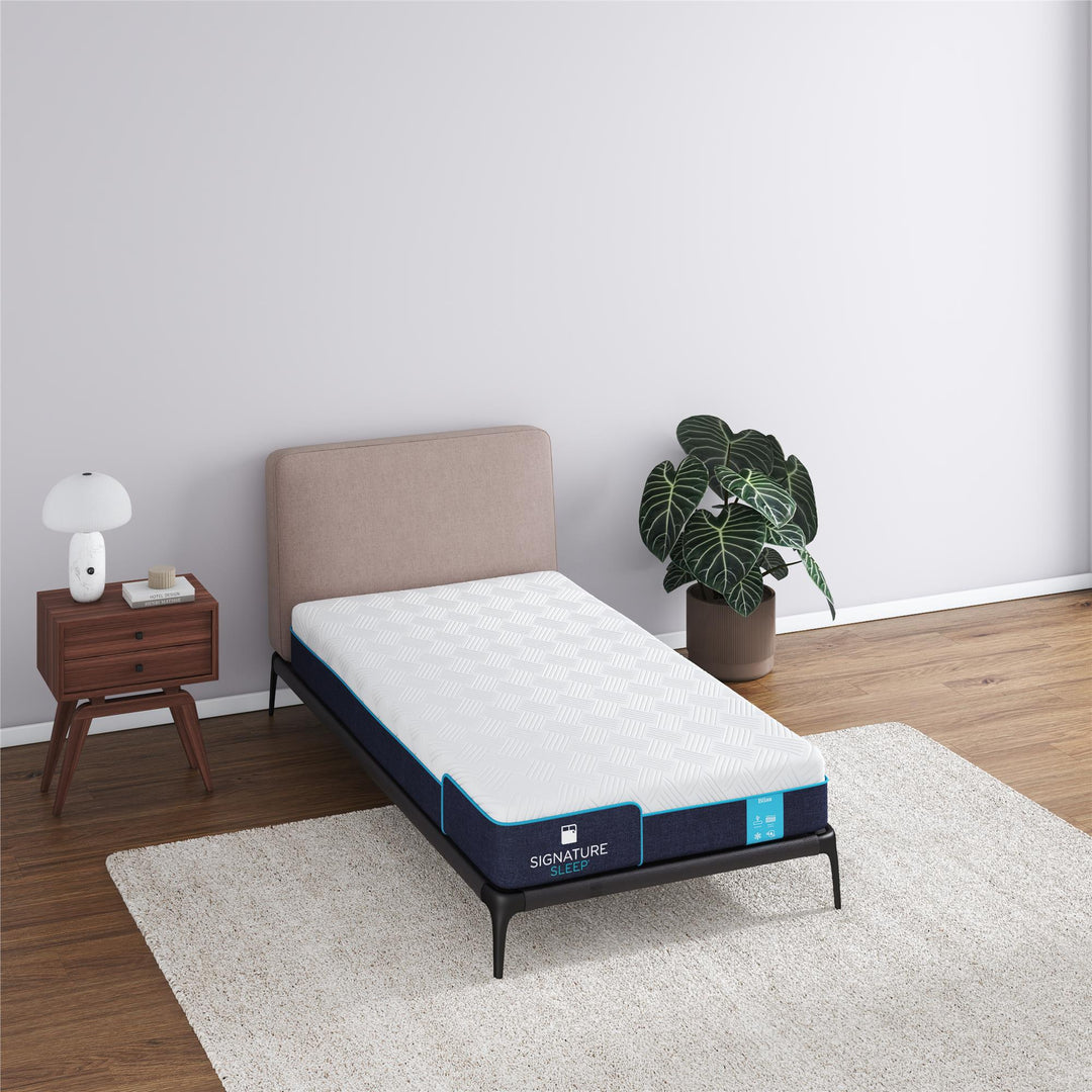 Bliss 8 Inch Charcoal Cool Gel Memory Foam Mattress - White - Twin