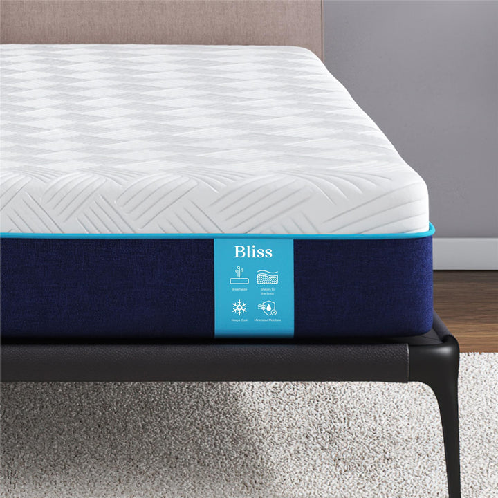 Bliss 8 Inch Charcoal Cool Gel Memory Foam Mattress - White - Twin
