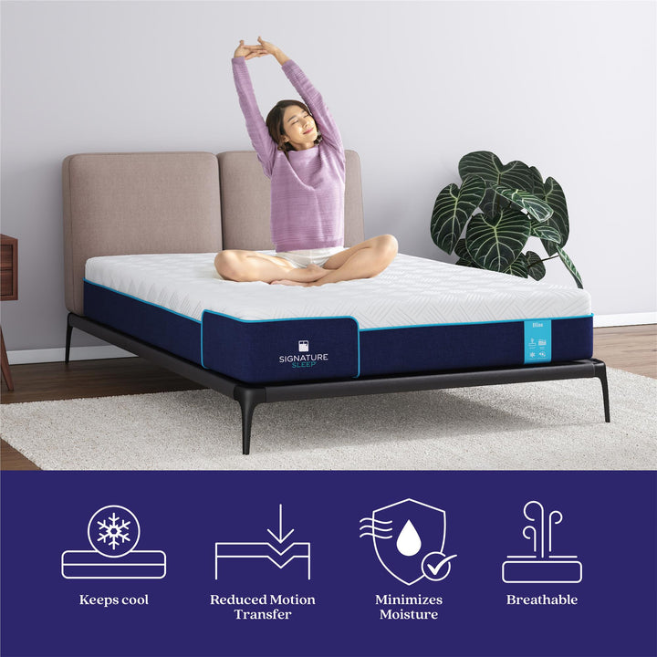 Bliss 10 Inch Charcoal Cool Gel Memory Foam Mattress - White - Queen