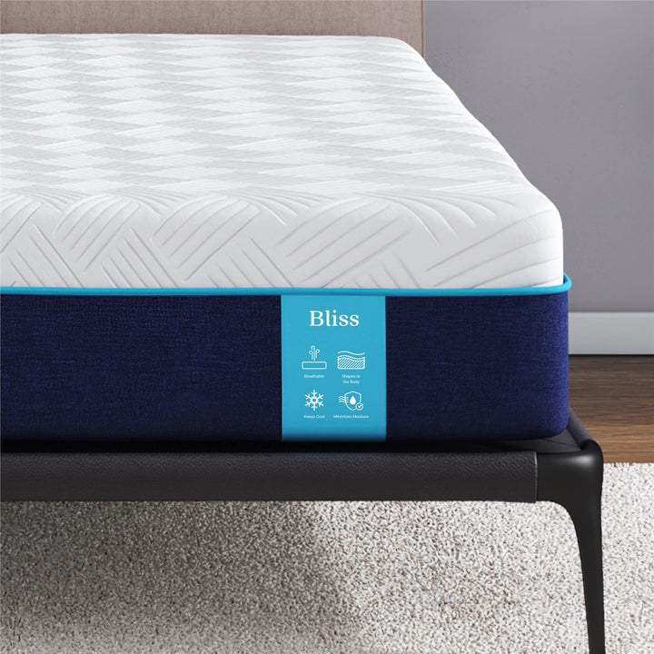 Bliss 10 Inch Charcoal Cool Gel Memory Foam Mattress - White - Twin