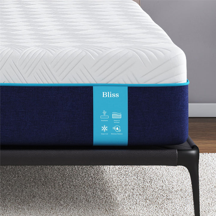 Bliss 12 Inch Charcoal Cool Gel Memory Foam Mattress - White - Full