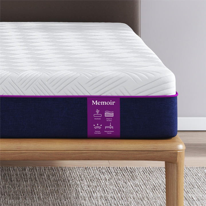 Memoir 8 Inch Memory Foam Mattress Relieves Pressure Points - White - Queen