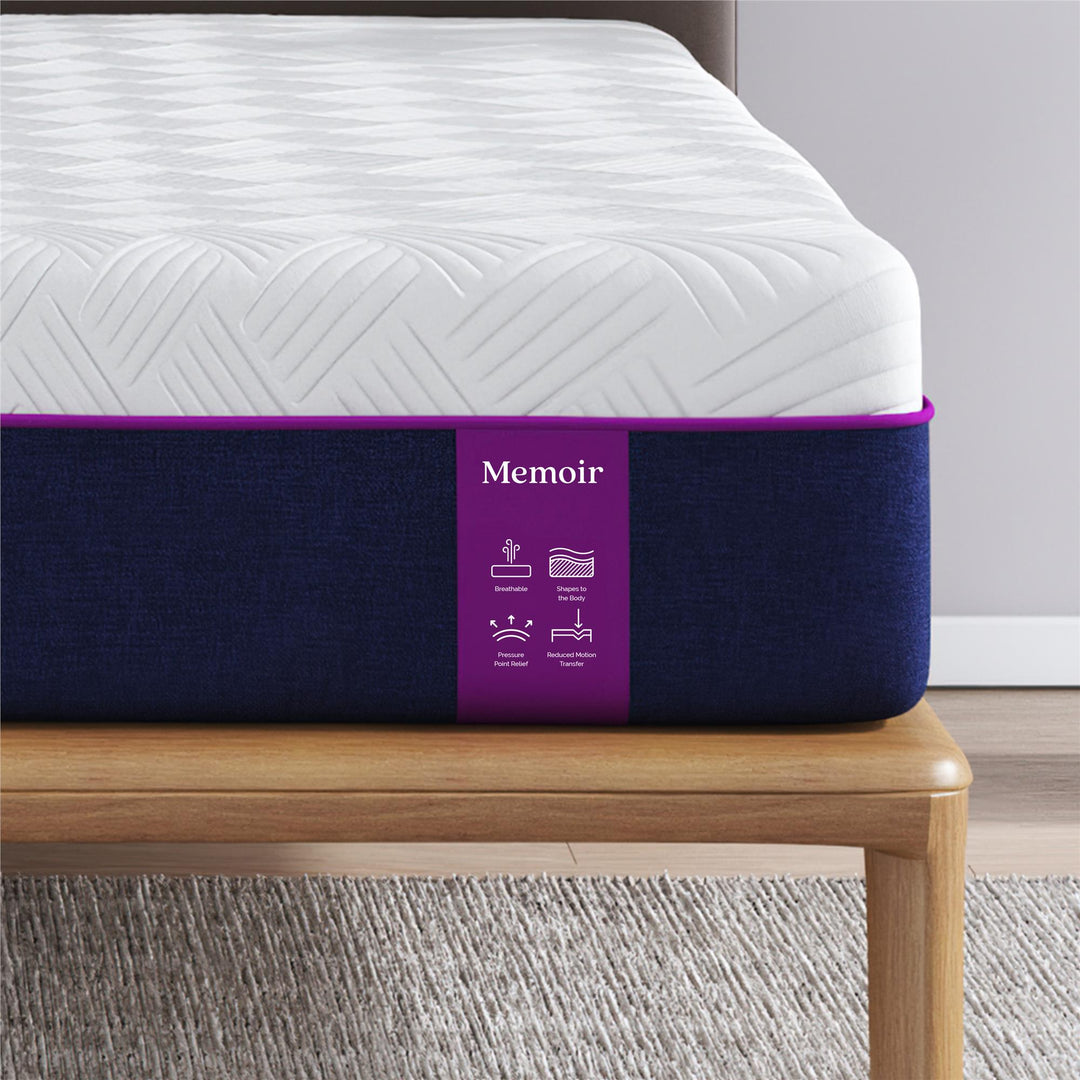 Memoir 12 Inch Memory Foam Mattress Relieves Pressure Points - White - Queen