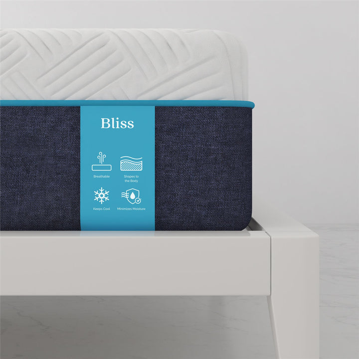 Bliss 12 Inch Charcoal Cool Gel Memory Foam Mattress - White - King