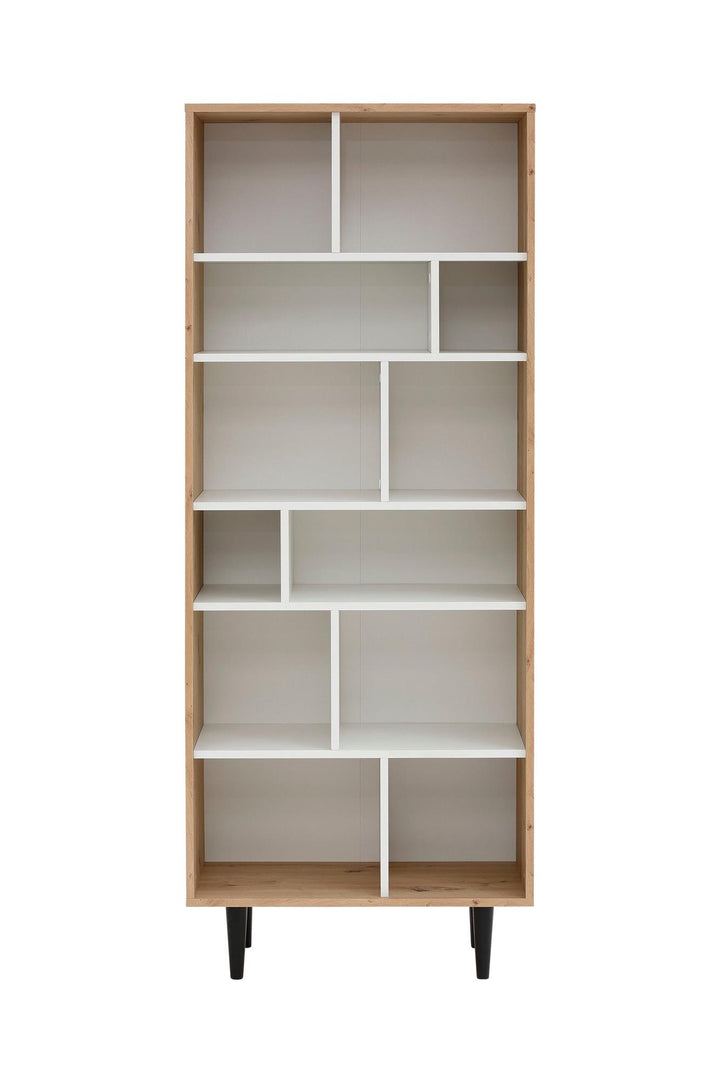 Rakel Modern Bookcase with Many Shelves - Light Oak