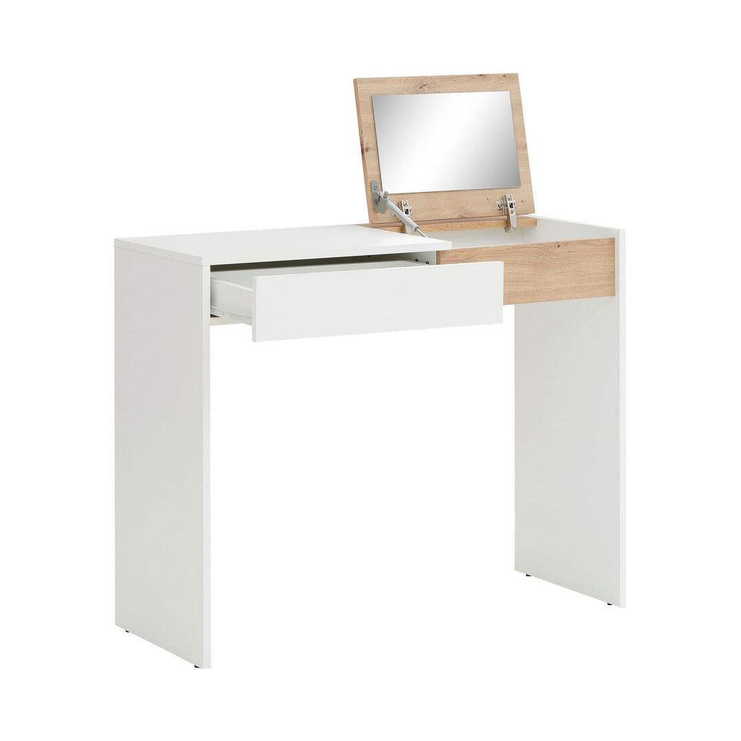 Niles Vanity with 1 Drawer and Flip to Open Mirror - Light Oak