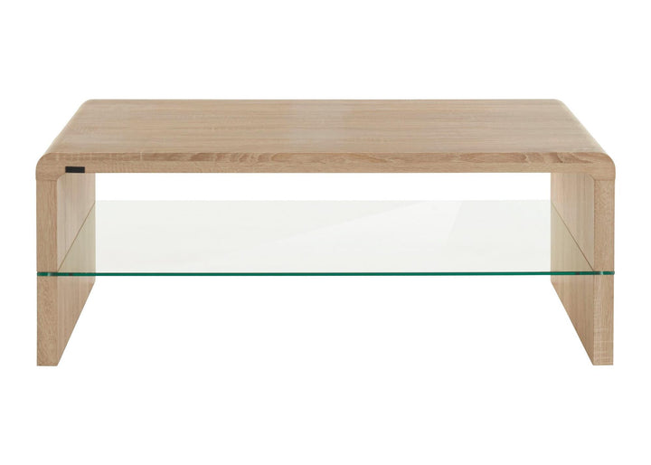 Maja Coffee Table with Bottom Glass Shelf - Natural Oak