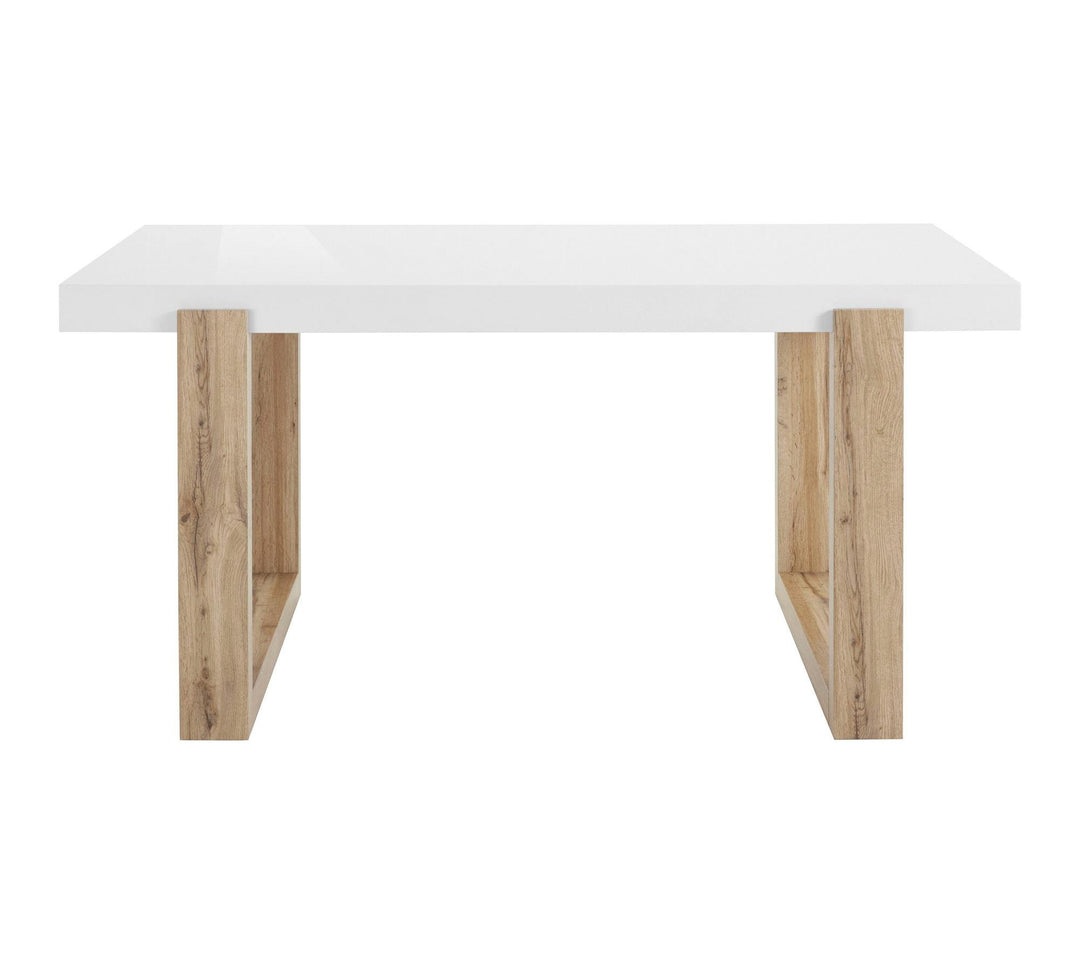Arvid Dining Table with High Gloss White Top - White