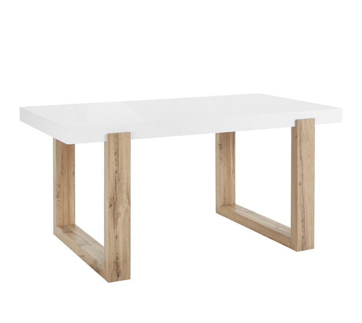 Arvid Dining Table with High Gloss White Top - White