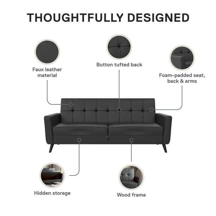 Parker Futon with Storage - Black