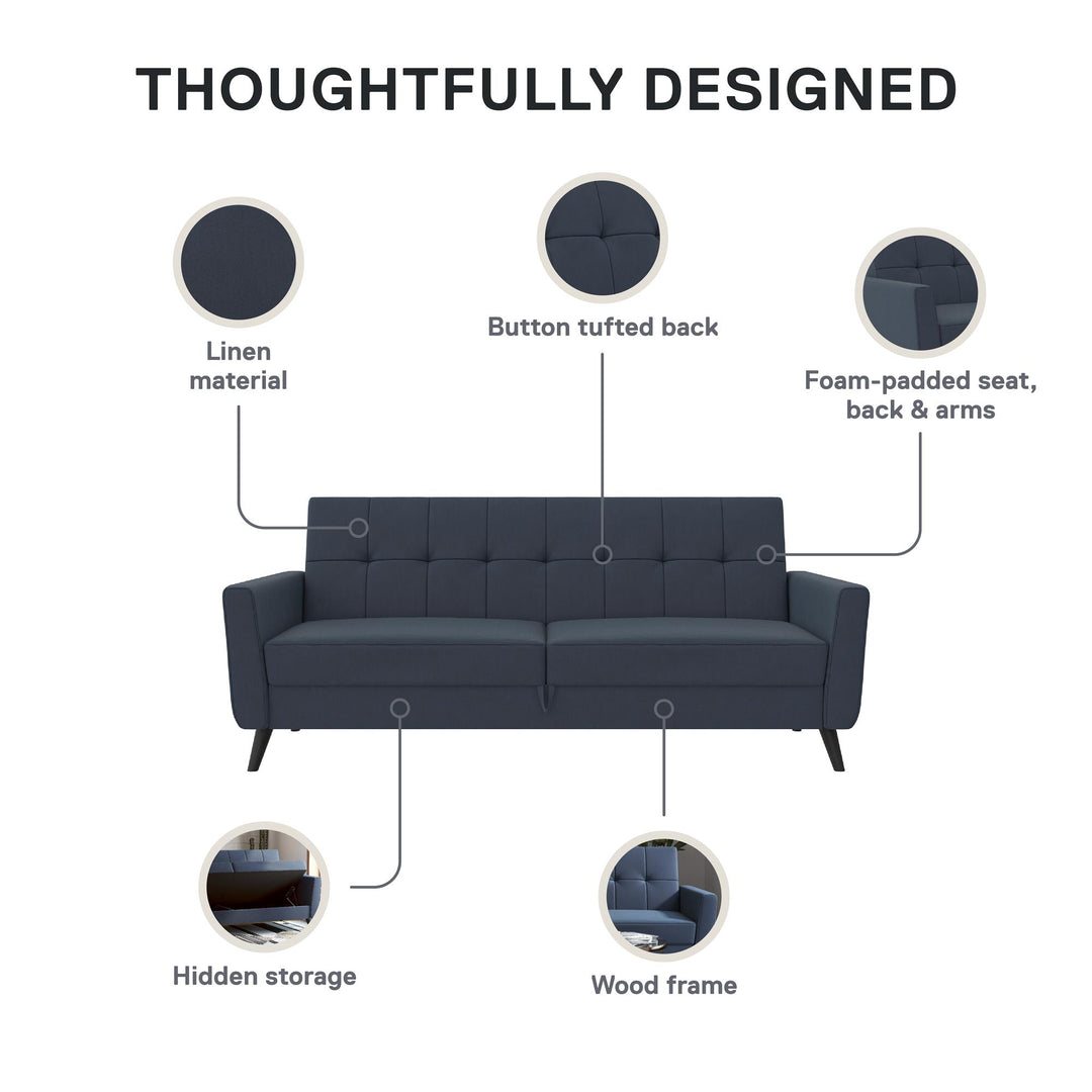 Parker Futon with Storage - Blue