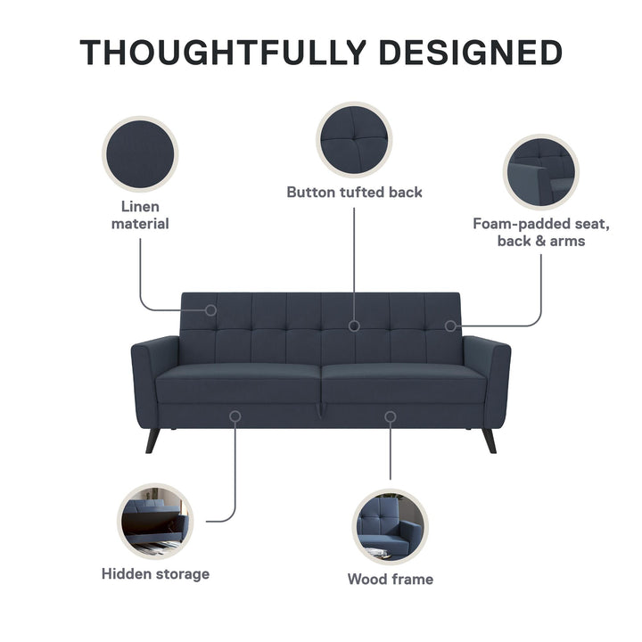 Parker Futon with Storage - Blue