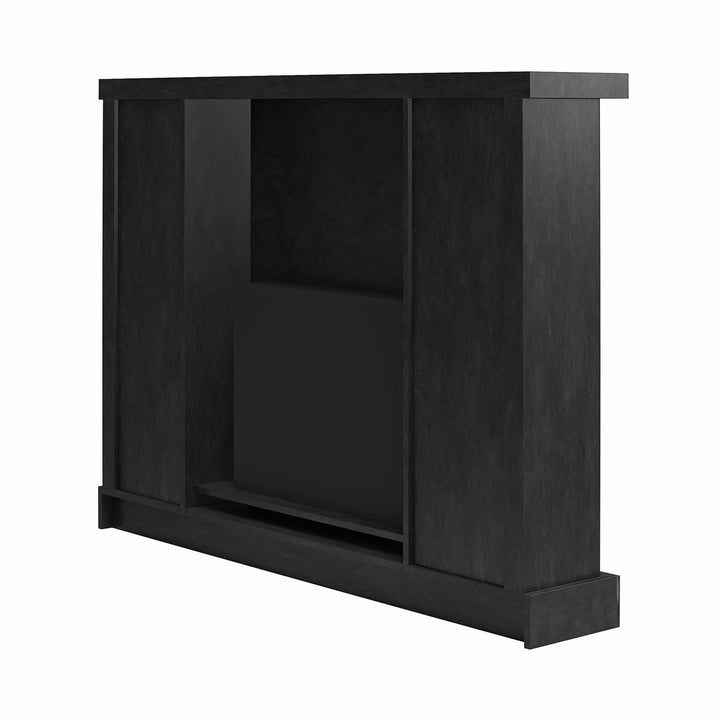 Winston Fireplace Mantel with Built-in Bookshelves - Black Plaster