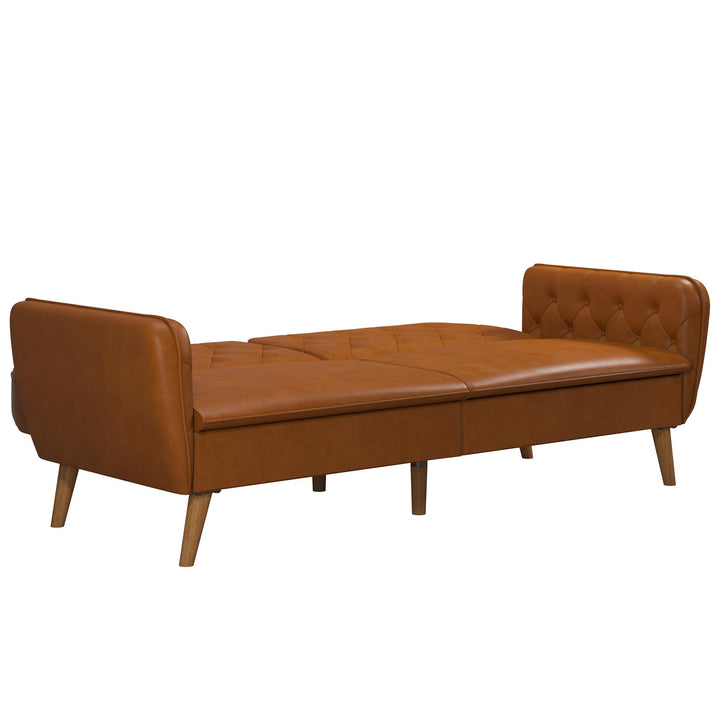 Tallulah Memory Foam Faux Leather Futon - Camel Faux Leather