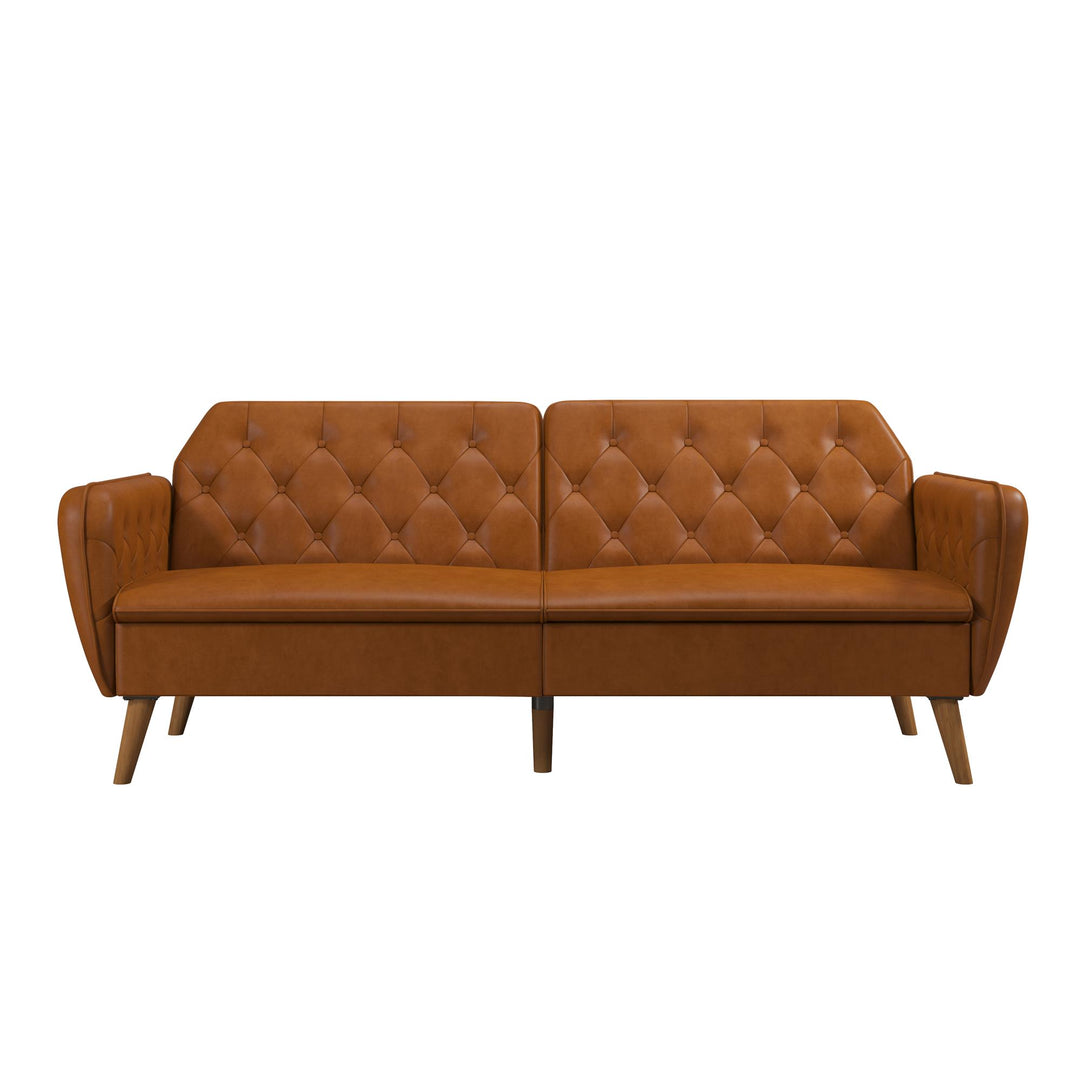 Tallulah Memory Foam Faux Leather Futon - Camel Faux Leather