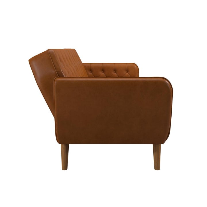 Tallulah Memory Foam Faux Leather Futon - Camel Faux Leather