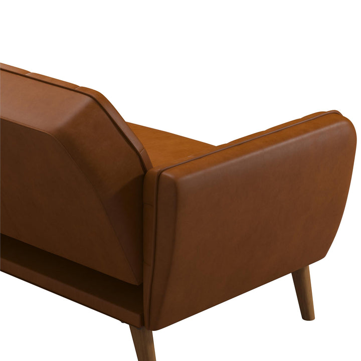 Tallulah Memory Foam Faux Leather Futon - Camel Faux Leather