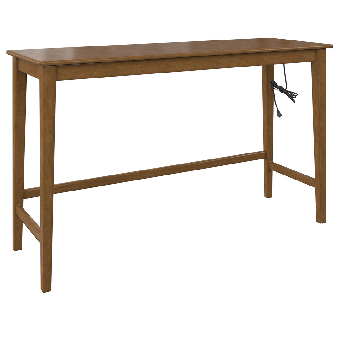 Dallon Sofa Table with 3 Stools and USB Charger - Blonde Oak