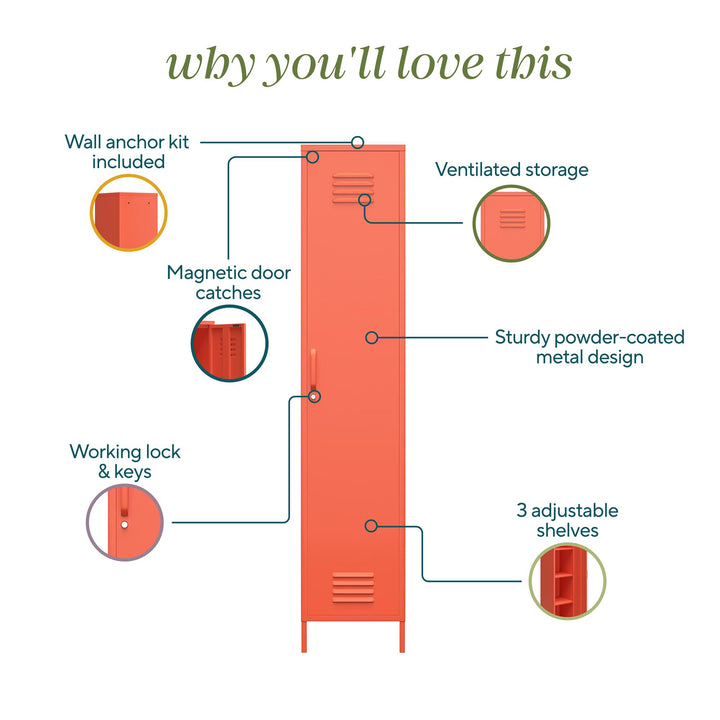 Cache Single Metal Locker Storage Cabinet - Orange