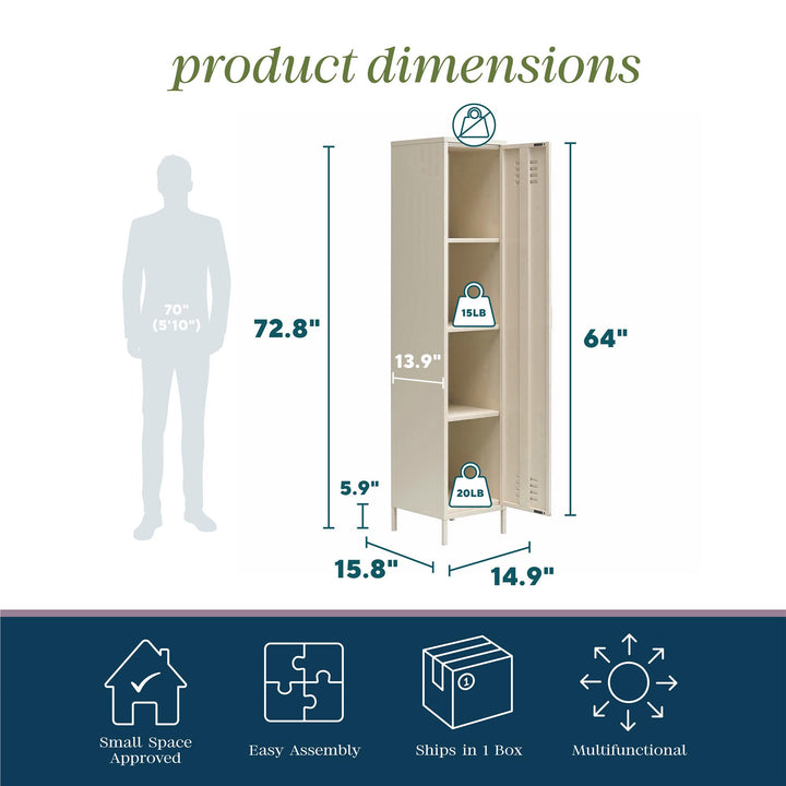 Cache Single Metal Locker Storage Cabinet - Parchment
