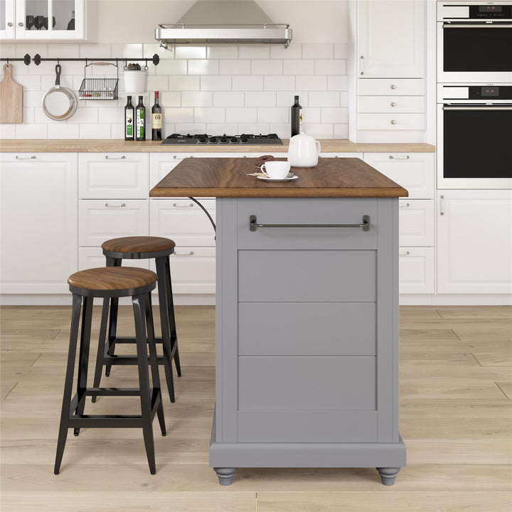 Kelsey Kitchen Island with 2 Stools - Gray