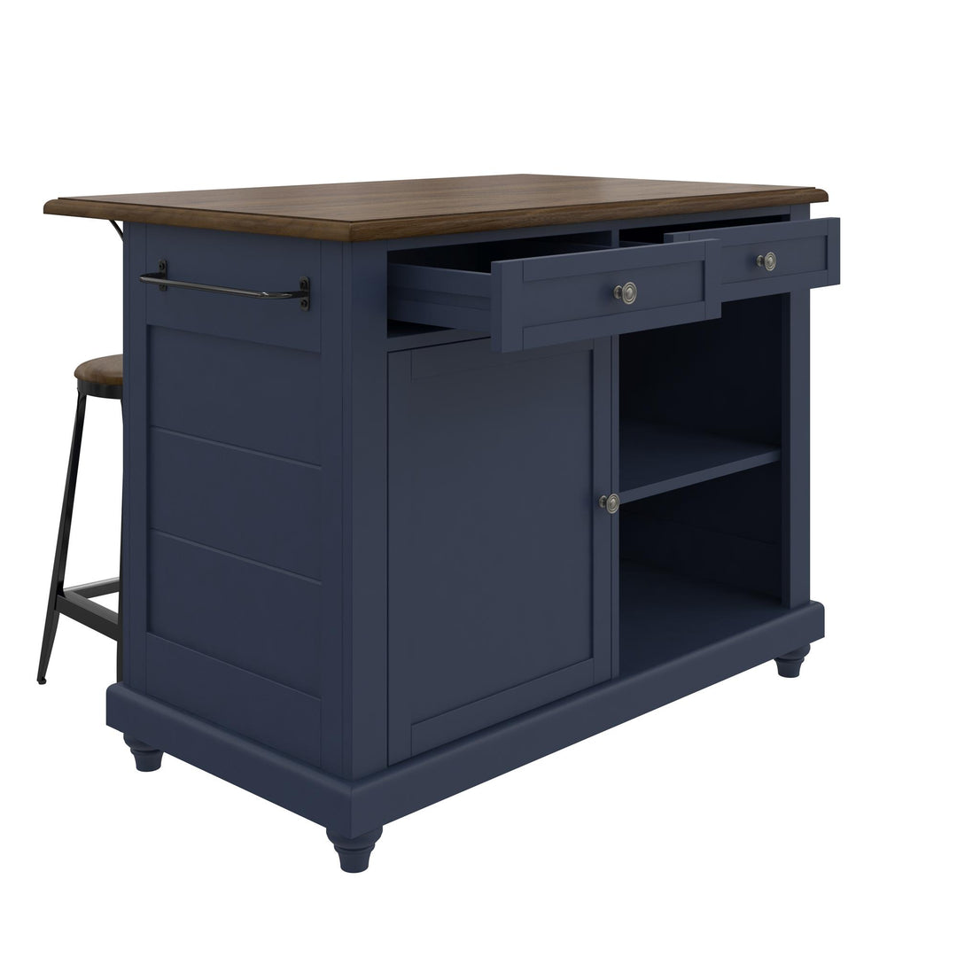 Kelsey Kitchen Island with 2 - Blue