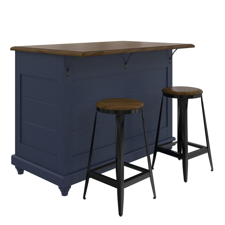 Kelsey Kitchen Island with 2 - Blue