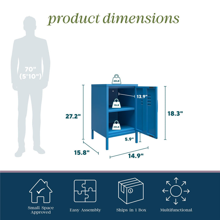 Cache 1 Door Metal Locker End Table - Bright Blue
