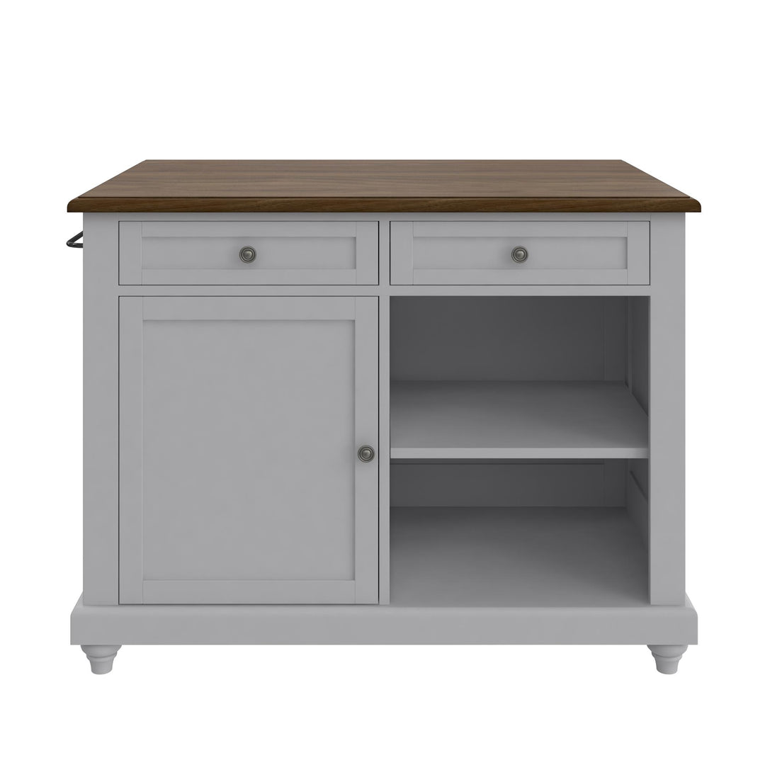 Kelsey Kitchen Island with 2 Stools - Gray