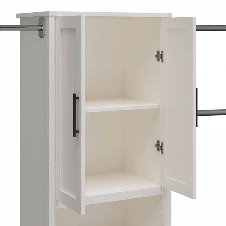 Luxe 2 Door, 2 Drawer Closet Tower with 3 Adjustable Clothing Rods - Ivory Oak