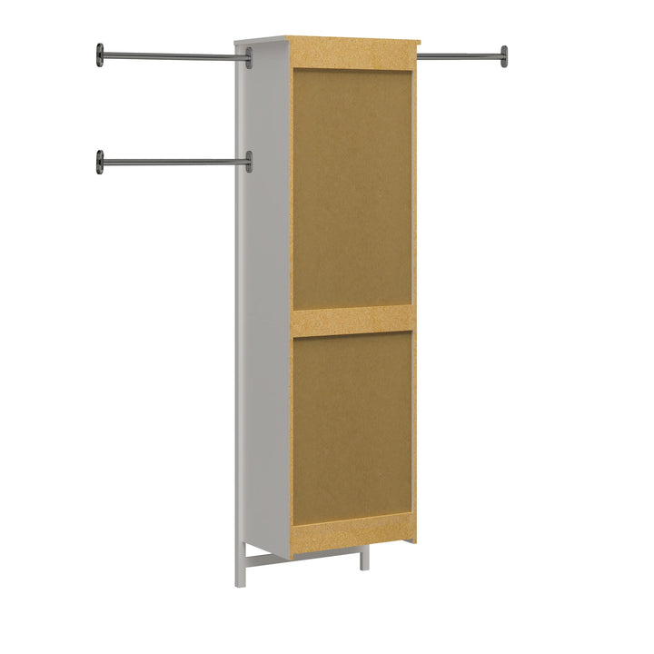 Luxe 2 Door, 2 Drawer Closet Tower with 3 Adjustable Clothing Rods - Ivory Oak