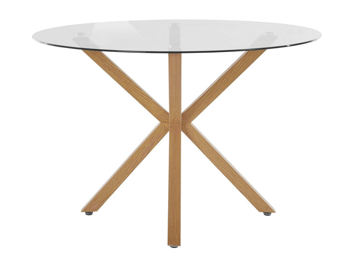 Jumi Round Glass Dining Table - Light Oak