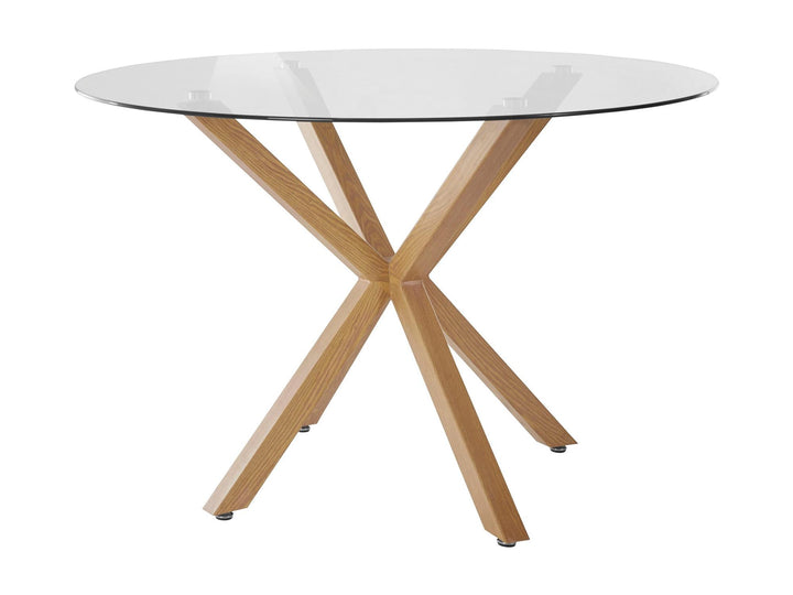 Jumi Round Glass Dining Table - Light Oak