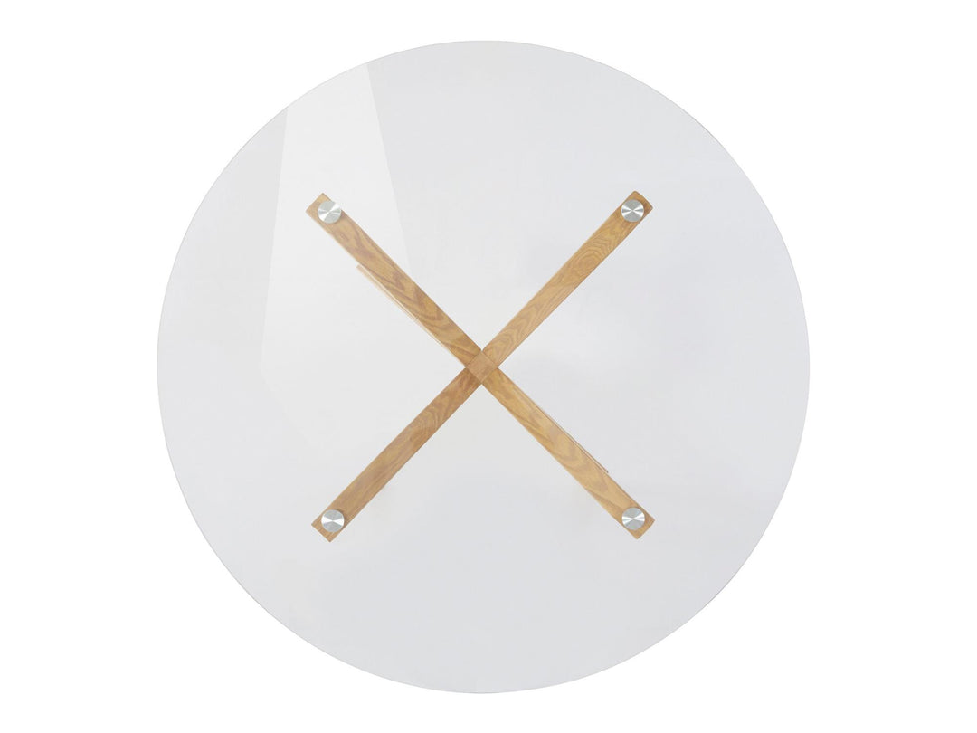 Jumi Round Glass Dining Table - Light Oak
