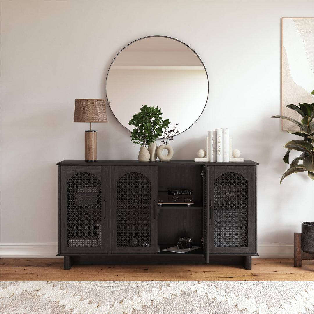 Multi-Use Console Cabinet for 65' TVs - Black Oak