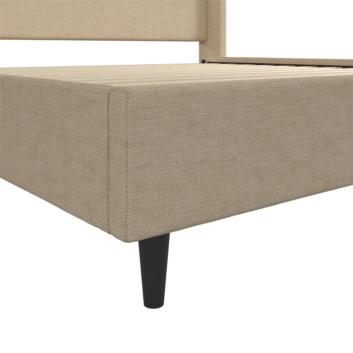 Eveline Textured Canvas Upholstered Wingback Bed - Textured Beige Canvas - King