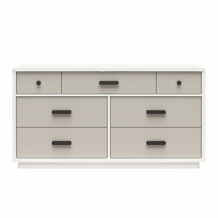 Valencia 7 Drawer Wide Dresser - Taupe/White