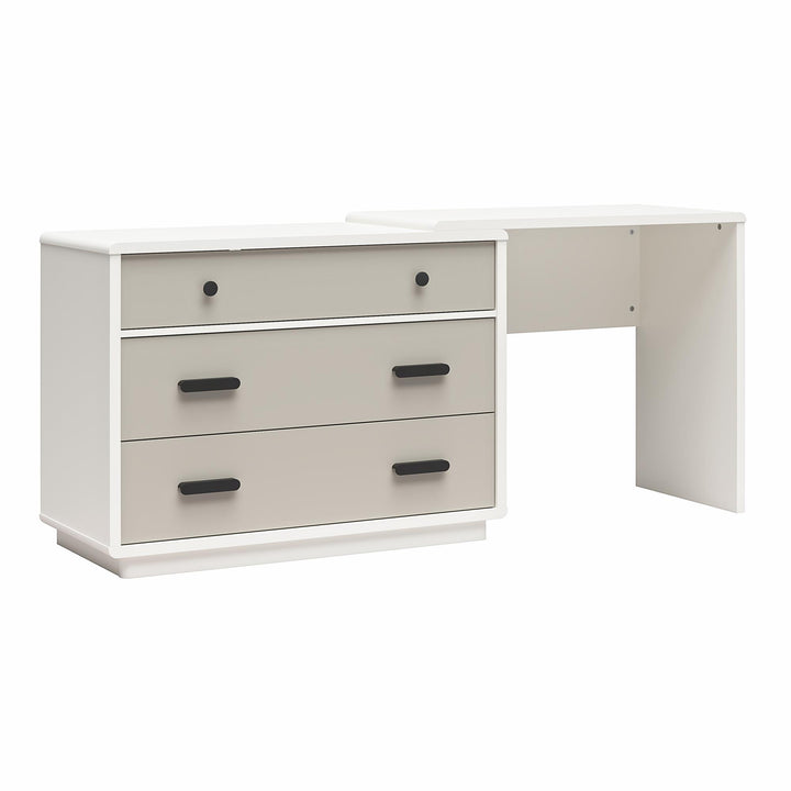 Valencia 3 Drawer Dresser and Desk Combo - Taupe/White