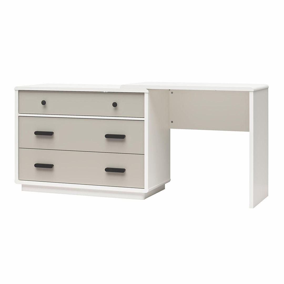 Valencia 3 Drawer Dresser and Desk Combo - Taupe/White