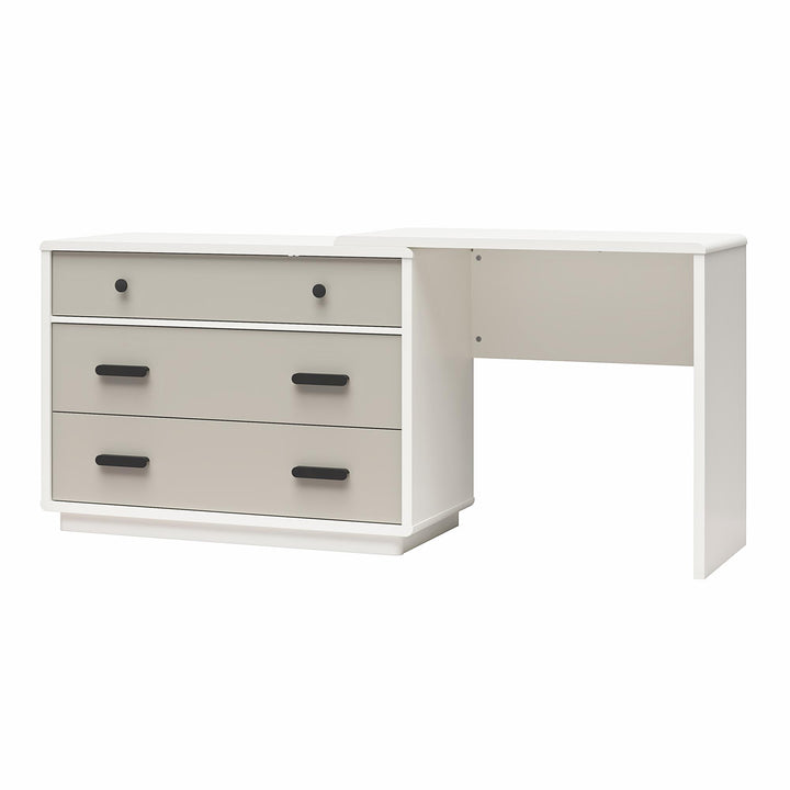 Valencia 3 Drawer Dresser and Desk Combo - Taupe/White