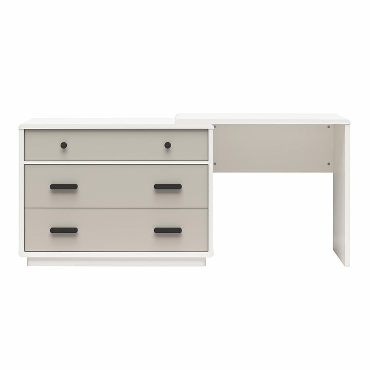 Valencia 3 Drawer Dresser and Desk Combo - Taupe/White
