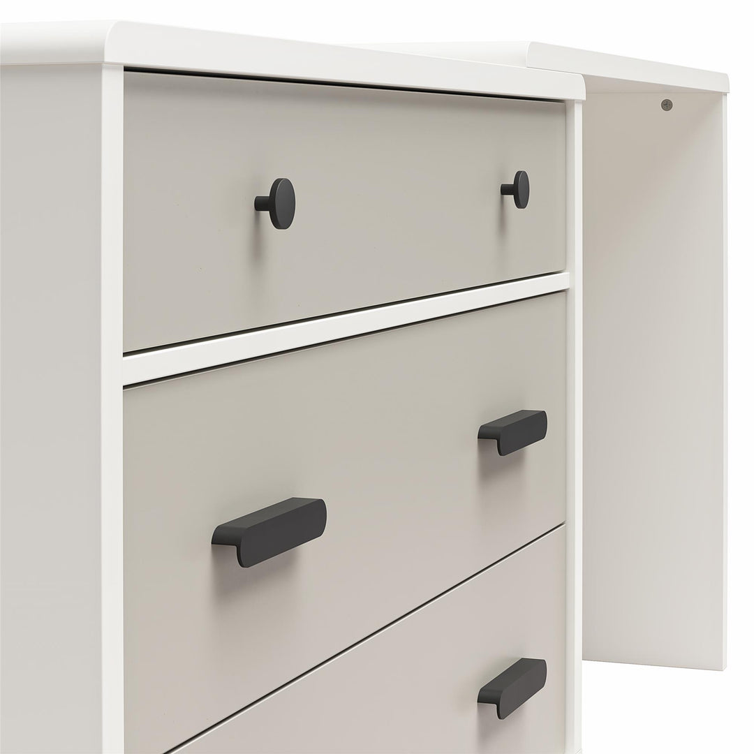 Valencia 3 Drawer Dresser and Desk Combo - Taupe/White