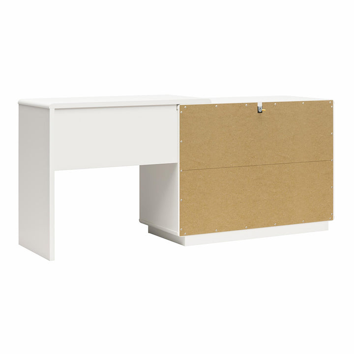Valencia 3 Drawer Dresser and Desk Combo - Taupe/White