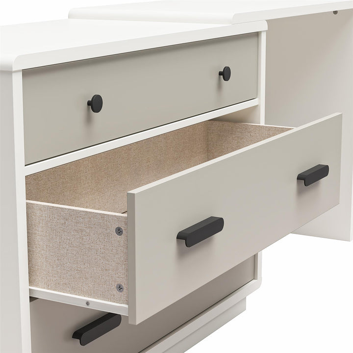 Valencia 3 Drawer Dresser and Desk Combo - Taupe/White