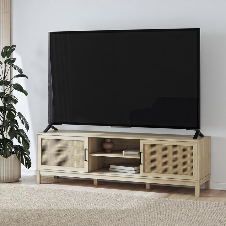 Cane TV Stand for TVs up to 85" - Spring PIne