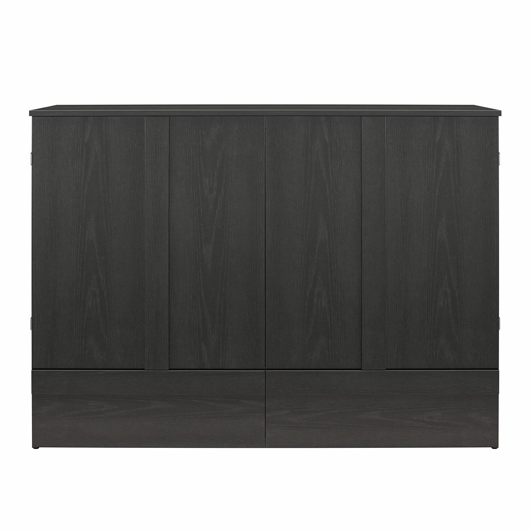 Paramount Trifold Cabinet Murphy Bed with Mattress and Storage Drawers - Black Oak - Queen