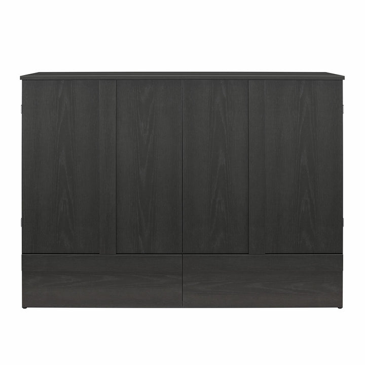 Paramount Trifold Cabinet Murphy Bed with Mattress and Storage Drawers - Black Oak - Queen